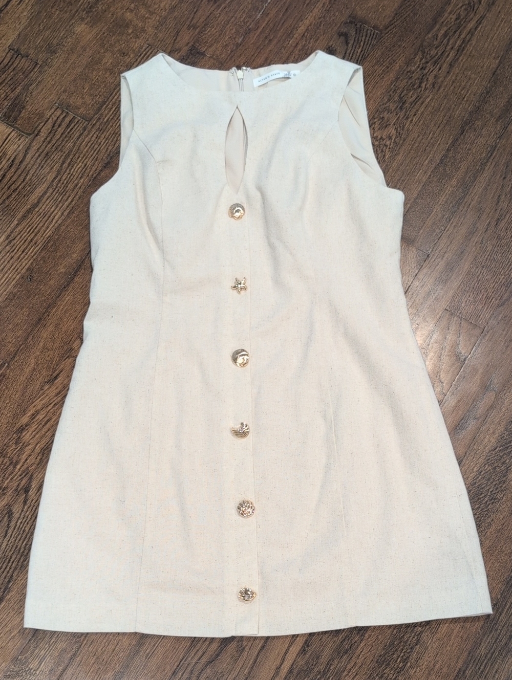Sleeveless Linen Button-Front Dress